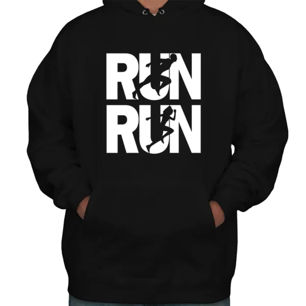 Run Male Female Hoodie - Black 5