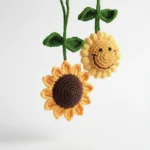 Adorable Handcrafted Sunflower Keychain Set 2pcs