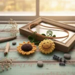 Adorable Handcrafted Sunflower Keychain Set 2pcs