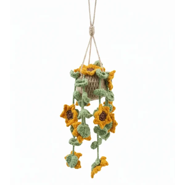 Crochet Hanging Sunflower Accessory Handmade