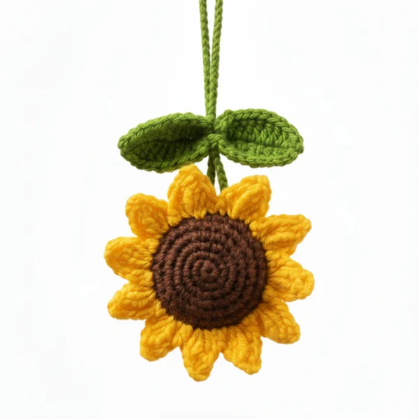 Cute Crochet Sunflower Car Mirror Accessory