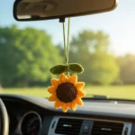 Cute Crochet Sunflower Car Mirror Accessory