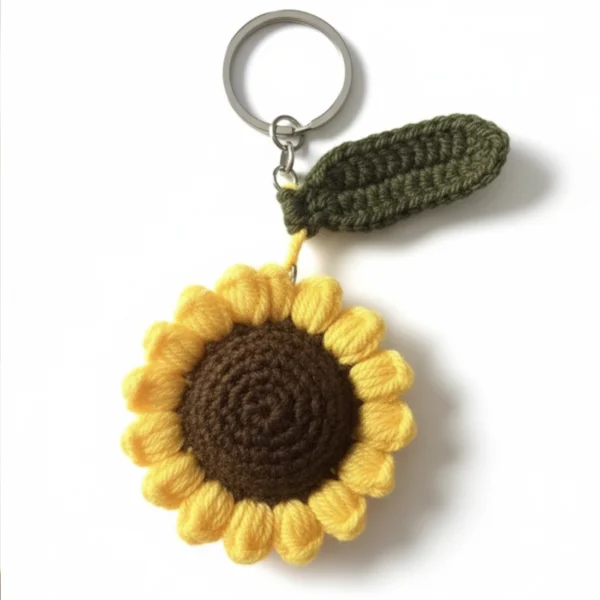 Handcrafted Crochet Sunflower Keychain - Pocket Treasure