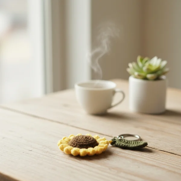 Handcrafted Crochet Sunflower Keychain - Pocket Treasure
