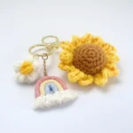 Handcrafted Floral & Rainbow Keychain Set