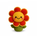 Handmade Crochet Flower Plush - Baby-Safe Amigurumi Doll