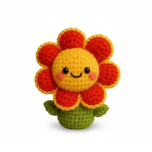 Handmade Crochet Flower Plush - Baby-Safe Amigurumi Doll