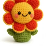 Handmade Crochet Flower Plush - Baby-Safe Amigurumi Doll