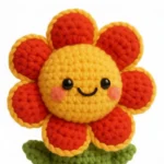 Handmade Crochet Flower Plush - Baby-Safe Amigurumi Doll