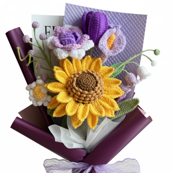 Handmade Crochet Flowers Regal Bloom Bouquet - Timeless Gift
