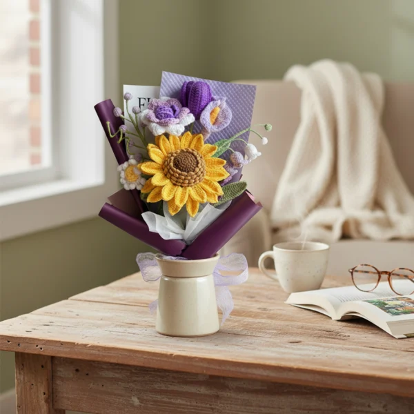 Handmade Crochet Flowers Regal Bloom Bouquet - Timeless Gift