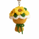 Handmade Crochet Mini Sunflower Bouquet Keychain