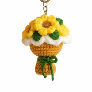 Handmade Crochet Mini Sunflower Bouquet Keychain2