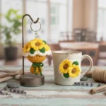 Handmade Crochet Mini Sunflower Bouquet Keychain