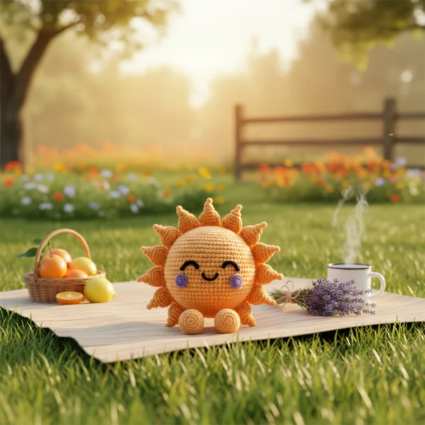Handmade Crochet Sun Plush - Cute Amigurumi Sun Toy