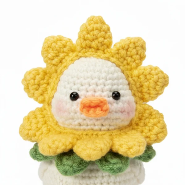 Handmade Crochet Sunflower Duck Plushie
