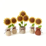 Handmade Crochet Sunflower Potted Plant Set 5 pcs - The Everlasting Sunshine