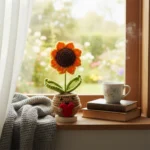 Handmade Crochet Sunflower with Heart Center