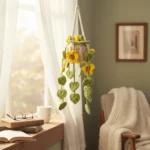Handmade Sunflower Crochet Hanging Planter - Safety Meets Style