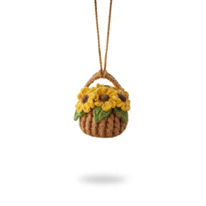 Sunflower Basket Hanging Accessories - Exquisite Handmade Crochet Flowers Decorations