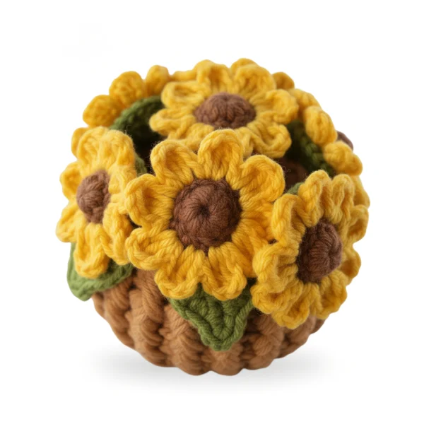 Sunflower Basket Hanging Accessories - Exquisite Handmade Crochet Flowers Decorations