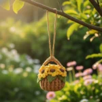 Sunflower Basket Hanging Accessories - Exquisite Handmade Crochet Flowers Decorations
