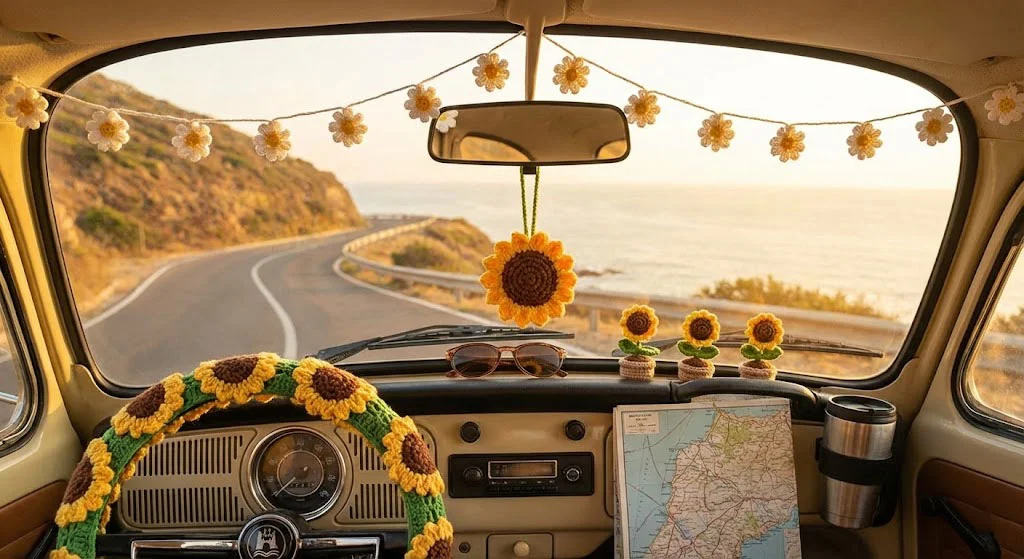 gteefans_crochet_sunflower_car_accessories_1